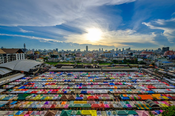 Twilight view of the Train Night Market Ratchada