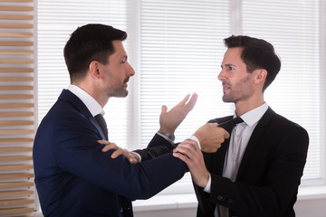 Angry Businessman Holding His Partner's Tie