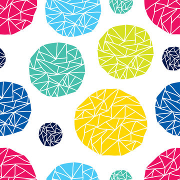 Colorful seamless pattern, polka dot fabric, wallpaper, vector