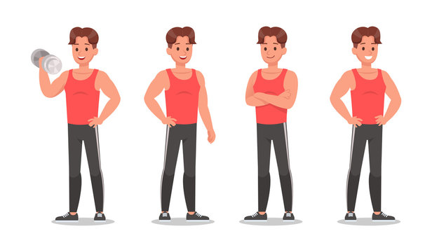 Fitness man doing exercise character vector design. Healthy lifestyle