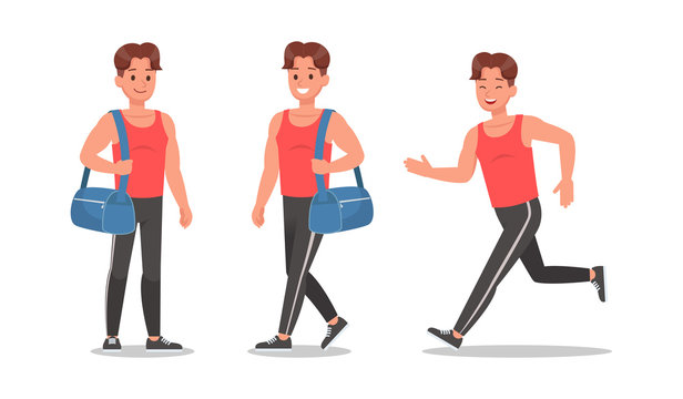 Fitness man doing exercise character vector design. Healthy lifestyle no2