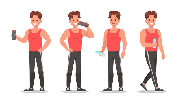 Fitness man doing exercise character vector design. Healthy lifestyle no4