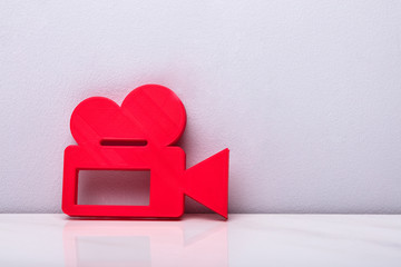 3d Red Video Camera Icon