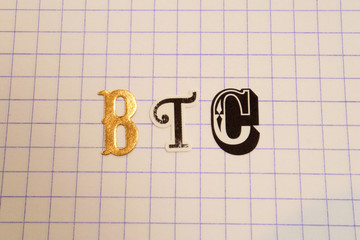 BTC (Bitcoin) Text at Notebook