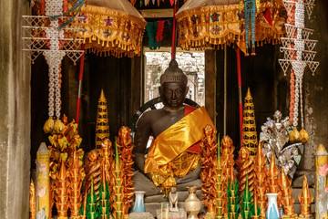 Buddhist shrine at banteay kdei temple, angkor, cambodia