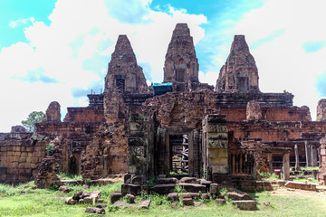 Pre Roup a Hindu Temple in Siem Reap, Cambodia in the front view.