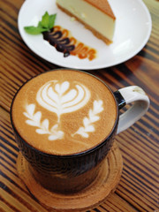 A cup of latte-art hot coffee    