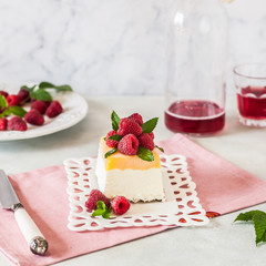 Lemon Semifreddo with Raspberries