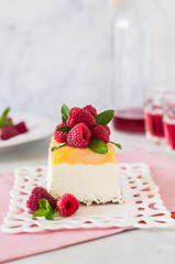 Lemon Semifreddo with Raspberries