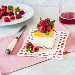 Lemon Semifreddo with Raspberries