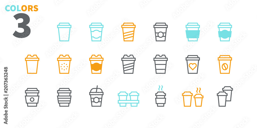 Poster coffee to go food ui pixel perfect well-crafted vector thin line icons 48x48 ready for 24x24 grid fo