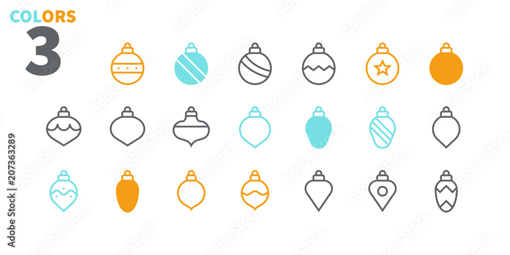Aufkleber toys on the christmas tree pixel perfect icons well-crafted vector thin line icons 48x48 ready for 2