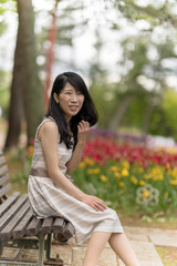 Naklejka premium 公園で彼女とデート