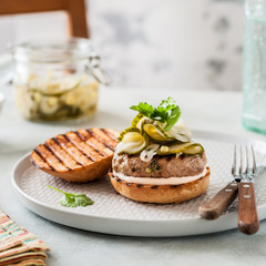 Pork Burger with Fresh Pickles