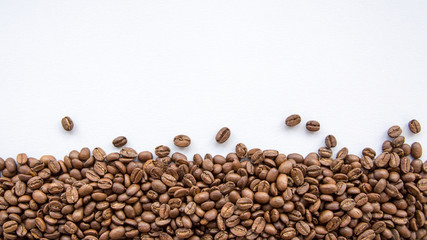 Coffee Beans on Grey Background Natural Light Selective Focus