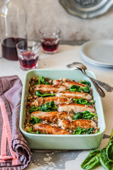 Lentils with Sausages and Spinach