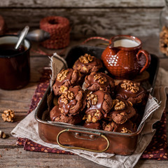 Chocolate, Corn Flake and Walnut Cookies