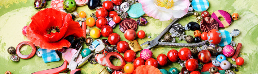 Beads and flower poppy