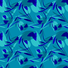 Vector pattern from blue flowers for backgrounds on a blue background.