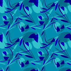Vector pattern from blue flowers for backgrounds on a blue background.