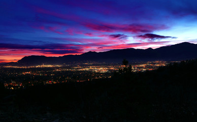 Night Sky Over Mountain Town