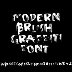 Grunge distress font. Modern dry brush ink letters. Handwritten alphabet. Vector illustration.