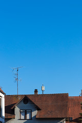 city facades rooftops antenna chimney