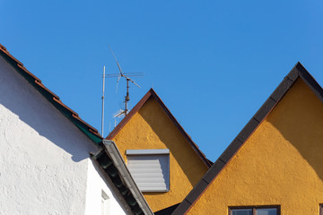 city facades rooftops antenna chimney