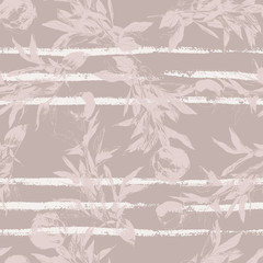 Peony flower silhouette seamless pattern
