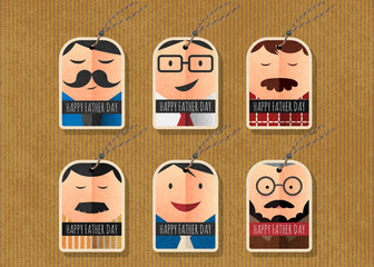 Happy father's day vector tag simple character collection