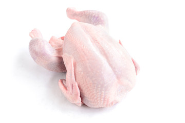 Raw chicken isolated on white background.