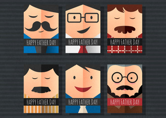 Happy father's day vector postcard simple character collection.