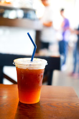 Orange and coffee cocktail on the wooden table