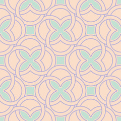 Seamless geometric beige background with blue and violet pattern