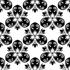 Black and white floral seamless pattern