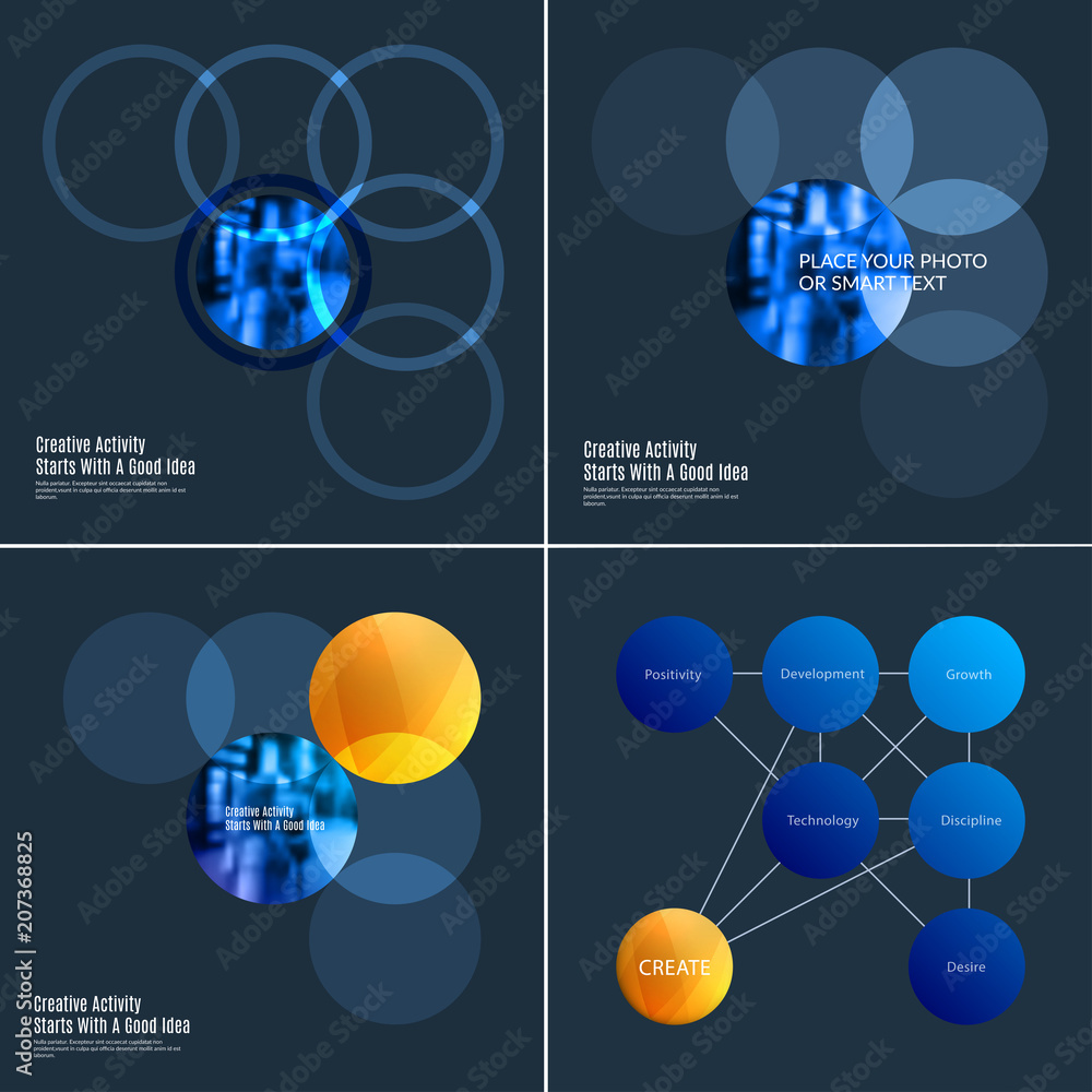 Poster abstract design of colourful vector elements for smooth background with round shapes rinds for busin