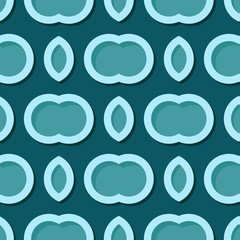 Seamless geometric background. Blue green 3d circle pattern