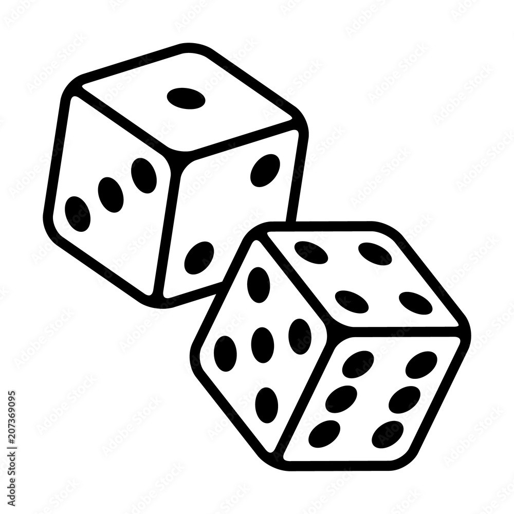 Wall mural Pair of dice to gamble or gambling in craps line art vector icon for casino apps and websites