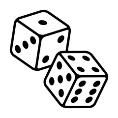 Pair of dice to gamble or gambling in craps line art vector icon for casino apps and websites