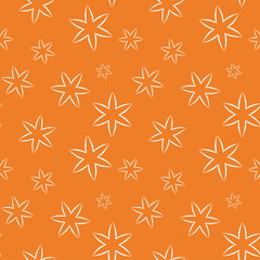 White floral seamless pattern on orange background