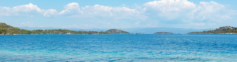 Summer sea coast panorama (Sithonia, Greece).