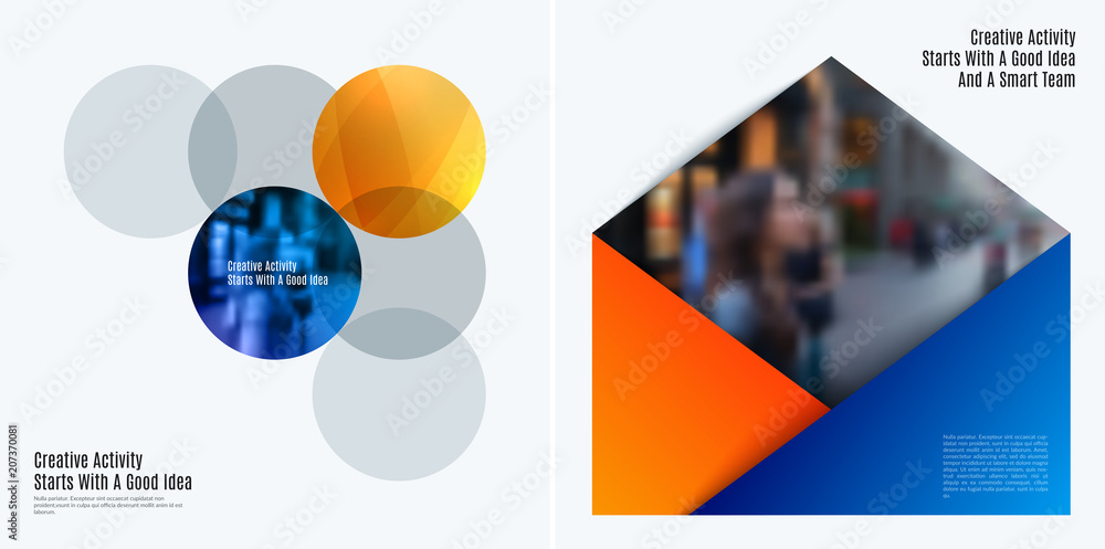 Poster abstract design of colourful vector elements for smooth background with round shapes rinds for busin