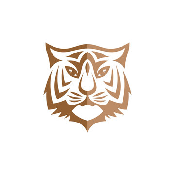 intimidating tiger front view theme logo template