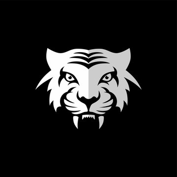 intimidating tiger front view theme logo template