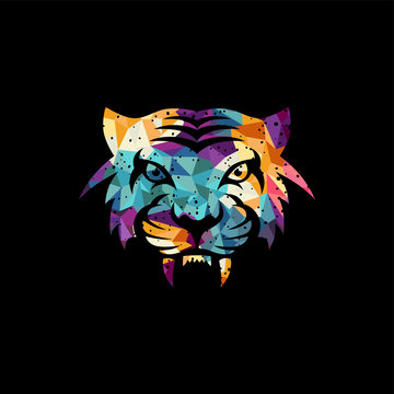 intimidating tiger front view theme logo template