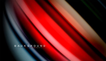 Abstract wave lines fluid rainbow style color stripes on black background