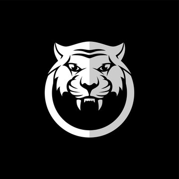 intimidating tiger front view theme logo template