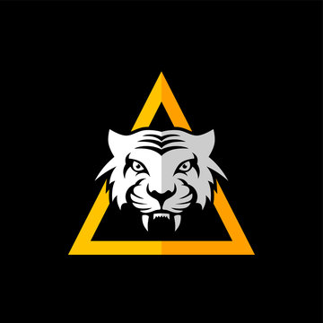 intimidating tiger front view theme logo template