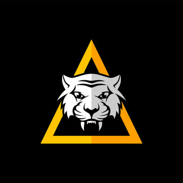 intimidating tiger front view theme logo template