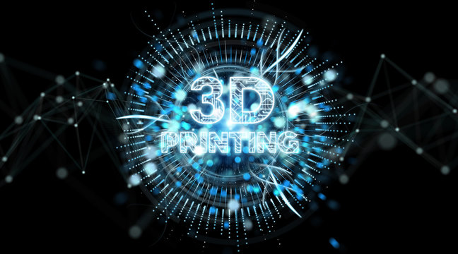 3D printing digital text hologram background 3D rendering